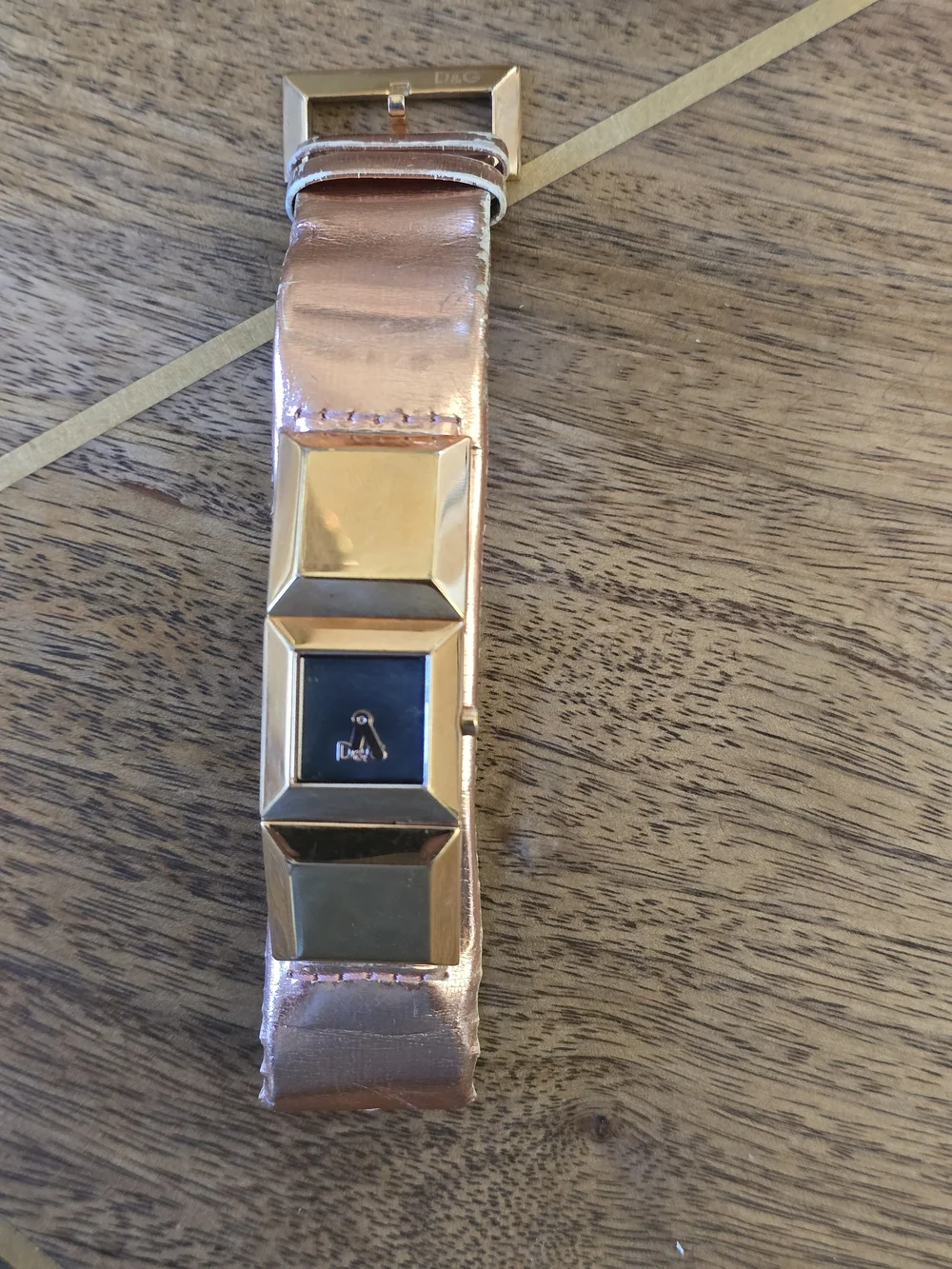 D&G Gold Tone Women's Bracelet Watch with Mirror Dial
